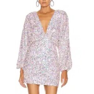 NWT Retrofete Aubrielle Pink Sequin Mini Dress with Ling Sleeves PERFECT FOR NYE